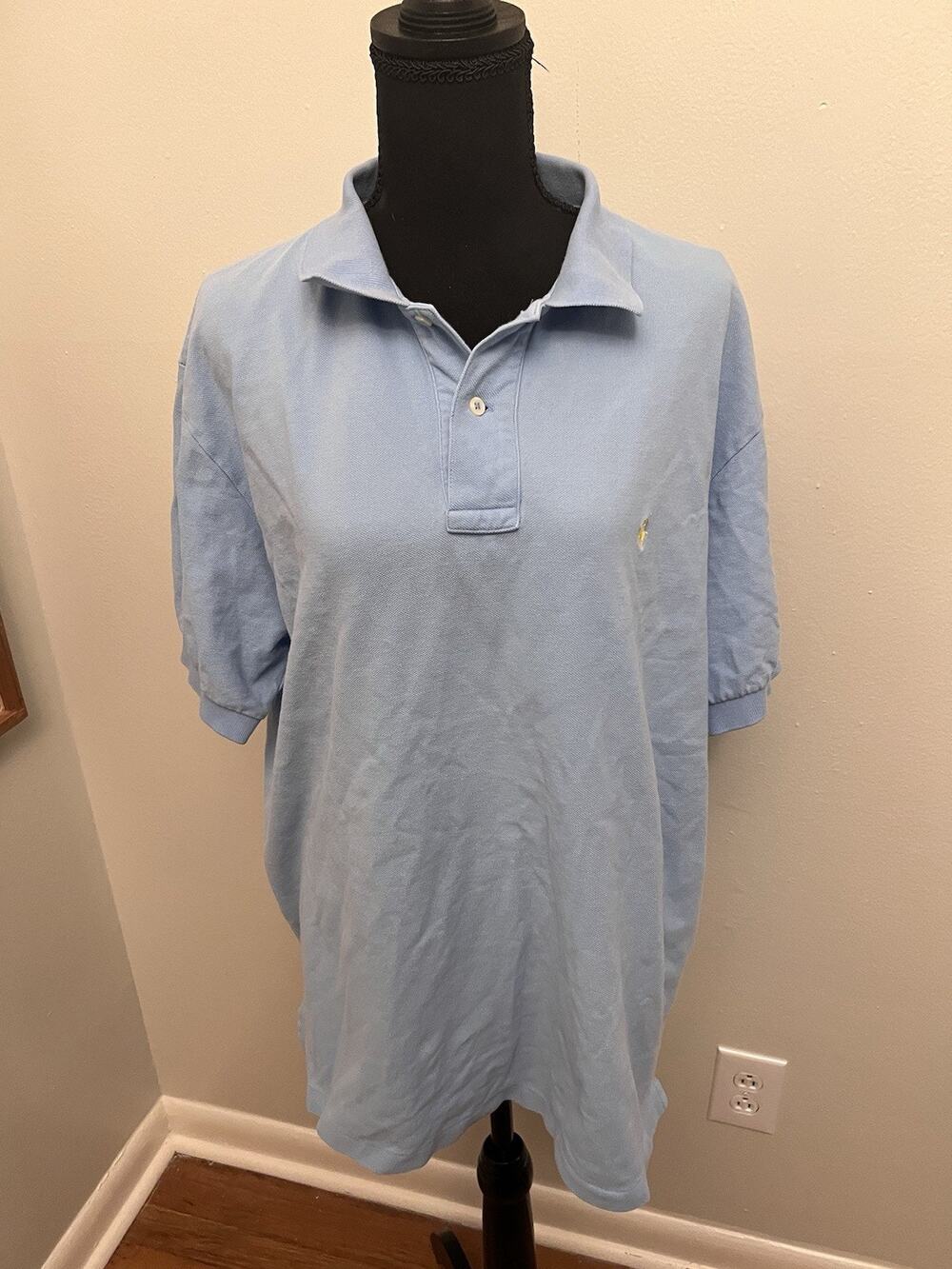 POLO Ralph Lauren Classic Shirt Mens L Blue Preppy Yellow Pony Vintage Old Money